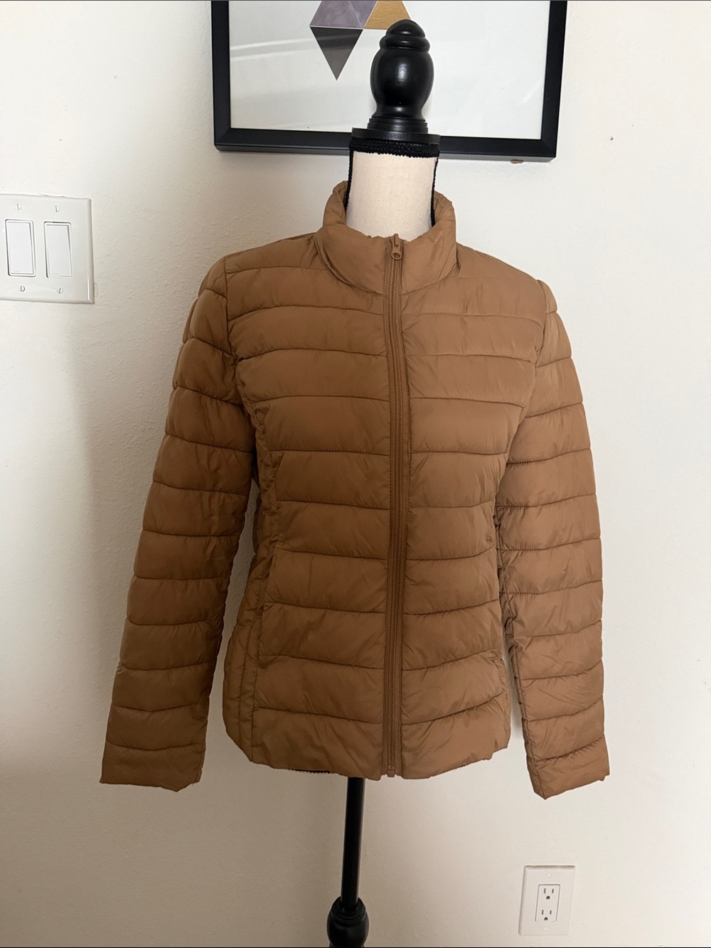 Women’s Lightweight Quilted puffer Jacket - light Brown